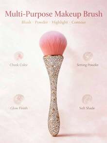 2pcs Luxury Rhinestone Makeup Brushes, Selected Fine Nylon Bristles, Smooth Application For Perfect Powder Makeup Effect, Gentle On Skin, Suitable For All Skin Types, Great For Daily Makeup And Touch-Ups, Exquisite Appearance Combining Aesthetics And Practicality - Multicolor - View 9