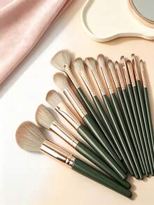 14Pcs Professional Makeup Brush Set With Storage Holder, Portable Beginner-Friendly Cosmetic Kit With Foundation, Concealer, Blush & Powder Brushes, Multi-Use Beauty Tool For Vanity, Travel & Back To School, Ideal Christmas Holiday Gift - Multicolor - View 3
