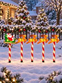 Christmas Solar String Lights, Waterproof Solar LED Ground Stake Lights, 8 Lighting Modes Auto Charging, 8 Hours Working Time, Cute Santa Claus And Reindeer Pattern Design, Suitable For Yard, Flower Bed, Pathway, Porch And Christmas Party Decoration - Multicolor - View 10