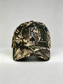 1pc Gothic Men Camo Hat King Of Spades Embroidery Baseball Cap Adjustable Design Stylish Hiking Hat Great For Parties, Hiking, And Sun Protection - Camouflage - View 3
