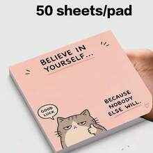 1pc Funny Cat Sticky Notes, Motivational Quotes Memo Pads, Office & Study Message Paper, Cute Kitten Sticky Notes, Reusable, Office Colleague Gift, Employee Appreciation, Christmas Gift, Small Gift - Multicolor - View 5