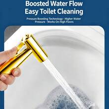3pcs Gold Toilet Sprayer Set, High Pressure Handheld Bidet With Bracket And Flexible Hose, Bathroom Accessories - Spray Gun - View 6