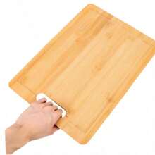 Large Organic Bamboo Cutting Board With Cutout Handle For Kitchen - Heavy Duty Wooden Chopping Board For Meat, Vegetables, Cheese & Fruit - Reversible Food Prep Block & Charcuterie Serving Tray - Ginger - View 3