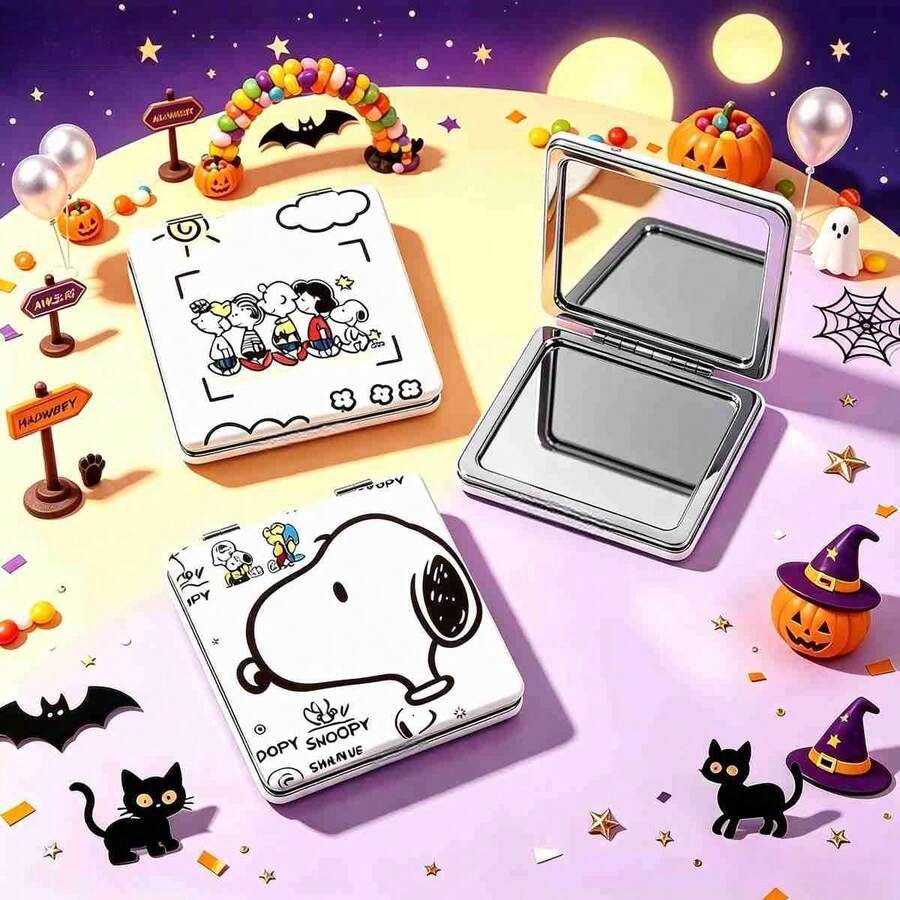 1 قطعة مرآة Snoopy الجانب شعبية لعام 2026، محمولة وسهلة التخزين، مريحة للمكياج والعناية اليومية، هدية مفاجأة للأصدقاء والعائلة في رأس السنة وعيد الهالوين وعيد الميلاد (نمط عشوائي) - متعدد الألوان - مشاهدة 1