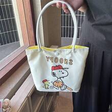 1 قطعة حقيبة قماشية مخططة بتصميم Snoopy، حقيبة كتف بسعة كبيرة، حقيبة يد متعددة الوظائف لطيفة، مناسبة للعمل والترفيه والسفر والمدرسة، هدية مثالية لعيد الميلاد وعيد الحب وعيد الأم - مشاهدة 9