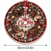 1件 紅黑格紋牛頭骨牛仔圖案聖誕樹裙，優雅節日裝飾，5種尺寸，中性節日禮物，適用於居家與派對聖誕家居裝飾 - 紅黑格牛頭骨牛仔 - 查看 11