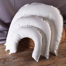 3pcs White Artificial PU Leather Newborn Baby Photography Posing Props, Studio Baby 100 Days Photo Shoot Posing Pillow Props - Three-piece Set - View 5