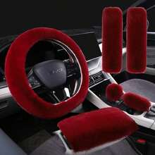 Set Sarung Setir Mobil Mewah Musim Dingin, Sarung Rem Tangan & Tuas Persneling Elastis, Aksesori Interior Mobil Anti-Selip Hangat Universal - MultiWarna - View 36