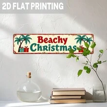 Hiasan Natal Logam Vintage 2D Datar, Tema Pantai Tropis, Sempurna untuk Dekorasi Dinding Rumah, Ruang Tamu, atau Lorong Anda. Ukuran: 3,93 x 15,74 Inci. (Gaya Acak) - A - View 5