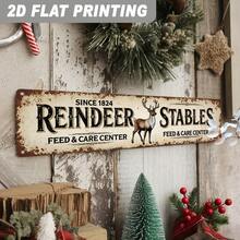 2D Flat Vintage Reindeer Barn Metal Sign - Rustic Farmhouse Wall Art Decor, 3.94X15.75 Inches, Christmas Decorative Plaque, Suitable For Home, Kitchen, Entryway, No Electricity Required (Random Style) - A - View 3