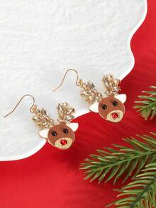 European & American Christmas Best-Selling Reindeer Earrings, Elegant Versatile Holiday Atmosphere Earrings For Women - Multicolor - View 4