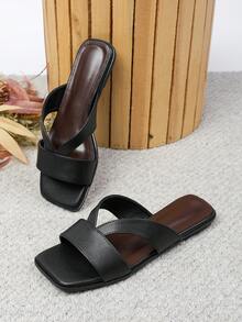 Women's Flat Sandals Spring Summer New Versatile Soft Sole Beach Sandals Fashion Roman Sandals - Black - View 3