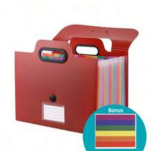 A4 3-Side Sealed Accordion File Folder, Standing Portable Storage Handbag, 13-Pocket Colorful Exam Paper Organizer, Large Capacity Classification Folder For Office And Study - Multicolor - View 10