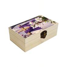 1pc Wooden Storage Box, Cross And Lily Design, Prayer Box, Compact Gift Organizer, Home Altar Memorial Organizer, Church Decor, Personal Devotion, Rustic Christian Decor - Multicolor - View 3