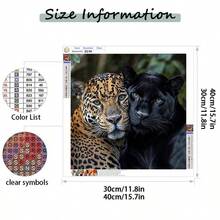 2D Flat Printing 1pc Suitable For Four Seasons Animal Theme: Leopard And Together Pattern, Frameless DIY Diamond Painting, Mosaic Handmade Art Painting Set, Home Decor Painting, Suitable As Holiday Gift - No Frame - View 6