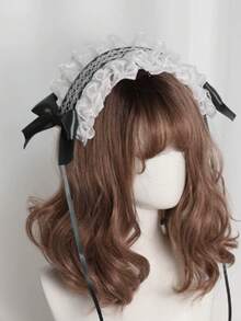 Japanese Lolita Cat Girl Plush Headband With Lace Cat Ears - Multicolor - View 5