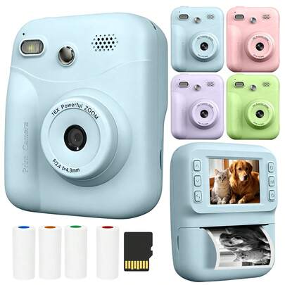 Cámara de Impresión Instantánea para Entusiastas de la Fotografía Hombres y Mujeres, Cámara de Selfie de Alta Definición con Múltiples Filtros Integrados, Soporta Grabación de Fotos/Videos 1080P, Pantalla de 2.4 Pulgadas, Rollos de Papel Fotográfico de 4 Colores, Impresora Fotográfica Portátil, Batería Recargable Integrada de 1300mAh, Cámara Digital de Juguete Portátil, Regalo de Cumpleaños, Otros Juguetes Electrónicos de Aprendizaje, Cámara de Juguete, Diseño Portátil, Adecuado para Viajes, Fotos Familiares y Actividades al Aire Libre, Adecuado para Viajes, Día de San Valentín, Navidad, Halloween, Acción de Gracias, Cumpleaños, Fiesta y Otras Ocasiones - Regalo Creativo para Parejas, Amigos y Familia