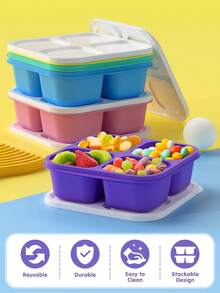 Portable Food Container With Cartoon Embossed Design, Sealed Storage Container For Home Casual Meals, Suitable For Banquets, Weddings And Daily Family Use, Oven And Microwave - Multicolor - View 4