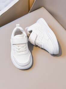 1 Pair Baby Soft Sole White Sneakers, Suitable For All Seasons - White - View 7