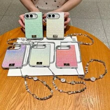 1pc Cute Multi-Color Silver Edge Geometric Gradient Leather Texture Popular Fashion Apple Phone Case Folding Phone Case Protective Cover Smart Phone Case Fashion Phone Cover Lightweight Shockproof Anti-Slip Smart Phone Case Compatible With Apple Duo - Multicolor - View 11