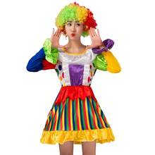 Adult Women's Colorful Spliced Clown Dress, Halloween Circus Cosplay Costume, Stage Performance Party Dress Up Skirt - Multicolor - View 5