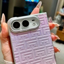 1pc Cute Multi-Color Silver Edge Geometric Gradient Leather Texture Popular Fashion Apple Phone Case Folding Phone Case Protective Cover Smart Phone Case Fashion Phone Cover Lightweight Shockproof Anti-Slip Smart Phone Case Compatible With Apple Duo - Multicolor - View 4