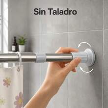 Barra Telescópica Multifuncional de Acero Inoxidable, Ajustable y Sin Taladro, para Cortina de Baño, Ropa y Armario - Ver 1