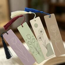 1pc Minimalist Line Floral Art Bookmark, Suitable For Teachers And Book Lovers, Durable Page Marker Bookmark Gift - Multicolor - View 4
