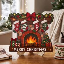 Wooden Christmas Sock Ornament, Desktop Home Kitchen Decor Display Stand, Holiday Party Gift - A - View 2