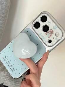 Ins Vintage Sweet Cool Girl Cute Cat Ear Transparent Case Compatible With Apple 17/18 Pro Max Phone Case 16/18 Pro Soft Shell 15 Pro Max Couple 14/13 Phone Case Protective Cover - Multi-color + Stand - View 3
