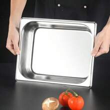 2/4pcs Stainless Steel Portion Pans Square Food Containers Condiment Boxes Hotel Kitchen Prep Trays Fast Food Storage Trays - View 8