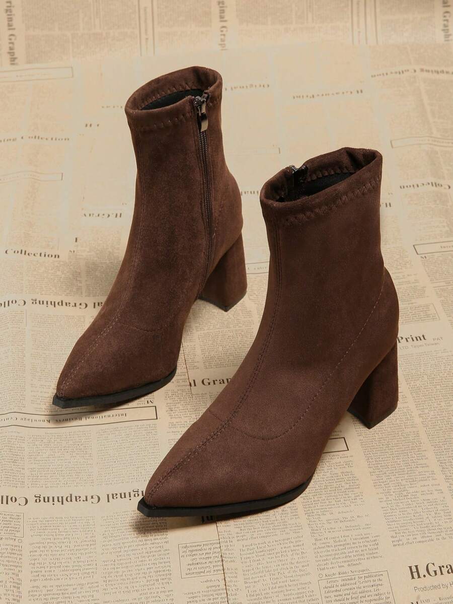 French Style Petite Thick Sole Height-Increasing Chunky Heel Boots 2026 Autumn/Winter Round Toe Waterproof Platform High Heel Patchwork Fashion Boots