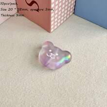 Solid Color Dripping Oil Smiling Face Acrylic Bear Head Pendant DIY Handmade Keychain Bag Hanging Accessories Gift Matching - Multicolor - View 32