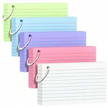1/3/5/24pcs 3" X 5" Colorful Index Cards With Keychain Decoration. Includes 5 Different Colors, 50 Cards Per Color. Also Includes Portable Study Cards, Perfect For Back To School. Random Style. - Multicolor - View 1