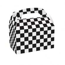 6/12pcs Black & White Checkered Gift Boxes, Racing Theme Party Snack Boxes, Party Favor Boxes, DIY Gift Bags, Triangle Snack Boxes With Handles, Suitable For Birthday Party Decoration, Halloween, Christmas Decoration - Black and White Plaid Gift Box - View 8