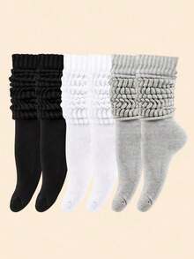 1/3/6Pairs Women's Multi-Color Fashion Slouch Socks Suitable For Daily Use - Multicolor - View 1