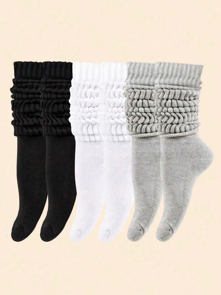 1/3/6Pairs Women's Multi-Color Fashion Slouch Socks Suitable For Daily Use - Multicolor - View 1