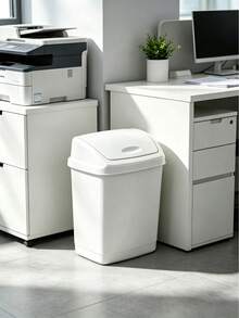 27L Large Capacity Plastic Trash Can, Swing Lid Design, Stable Structure, Space Saving, Suitable For Bedrooms, Offices, Bathrooms, Kitchens And Toilets, Ideal Household Essential - Random Color - View 6