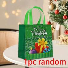 1/4/12PCS Christmas Snowman & Santa Claus Laminated Non-Woven Fabric Tote Bags, Shopping Gift Bags - Multicolor - View 10