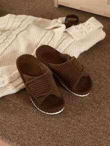 XIXITIAO Unisex Adjustable Hook & Loop Slide-In Pure Thermal Slippers, Arch Support Lightweight Indoor Floor Shoes, All-Season Wear - Brown - View 6