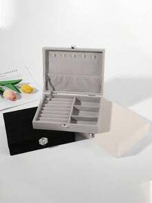 1pc Velvet Flap Design Jewelry Box, Storage Box, Jewelry Box, Jewelry Storage Box, Ring Necklace Storage Box, Wedding Jewelry Box, Suitable As A Gift For Women, Velvet Jewelry Storage Box, Can Organize And Store Necklaces, Earrings, Rings, Bracelets - Multicolor - View 7