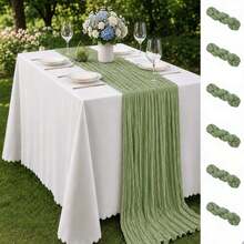 16 Pack Sage Green Cheesecloth Table Runner,Gauze Table Runner, Boho Rustic Semi Sheer Cheese Cloth Fabric Table Decor For Wedding, Party, Baby Shower, Bridal Shower, Birthday, Farmhouse Dining, Garden, Engagement And Home Decor - Sage Green - View 31