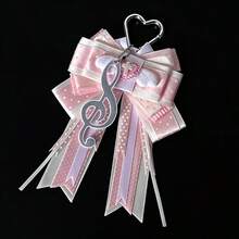1pc Polka Dot Ribbon Multi-Layer Bow Bag Charm, Anime Cosplay Fan Support Convention Concert Mass-Produced Ita Bag Accessory, Lace Trim Heart Buckle Musical Note Pendant Wing Decor Badge Holder Handmade Landmine Style Girl Idol Support Hanging Ornament - A - View 7