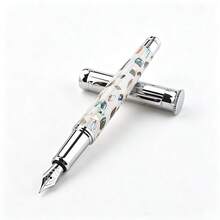 Shell Inlaid Fountain Pen Luxury Metal Silver Nib Writing Pen Vintage Business Office Signature Gift Pen For Men Women - 1308 - View 1