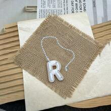 You Can Make Your Own White Diamond Letter Car Rearview Mirror Hanger. It Features A Silver Bead Chain Design, With An Elegant Shiny Cream Texture. It Can Be Easily Hung On The Car's Rearview Mirror And Is A Charming Interior Decoration For Your Car. - Letter Pendant - View 48