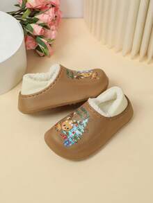 Kids Closed Toe Mule Slippers With Slip On Design - Brown - View 5