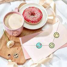 500pcs/Roll Smiling Face Labels, Colorful Smiling Face Labels, Holiday Teacher Reward Decorative Stickers, Inspirational Stickers, Happy Smiling Face Handmade Sealing Stickers, Gift Self-Adhesive Sealing Stickers, PVC Waterproof Stickers - Multi-color - View 5