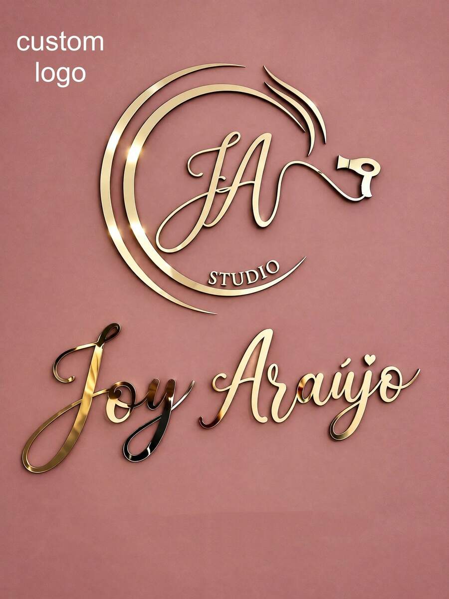 1pc Personalized Custom Text Logo, Acrylic Mirror & Black Letter Cut, Laser Cut Corporate Signage, Laser Cut Logo Sign, Corporate Wall Sign, Indoor Decor Commercial Logo Studio Customization - Multicolor - View 1