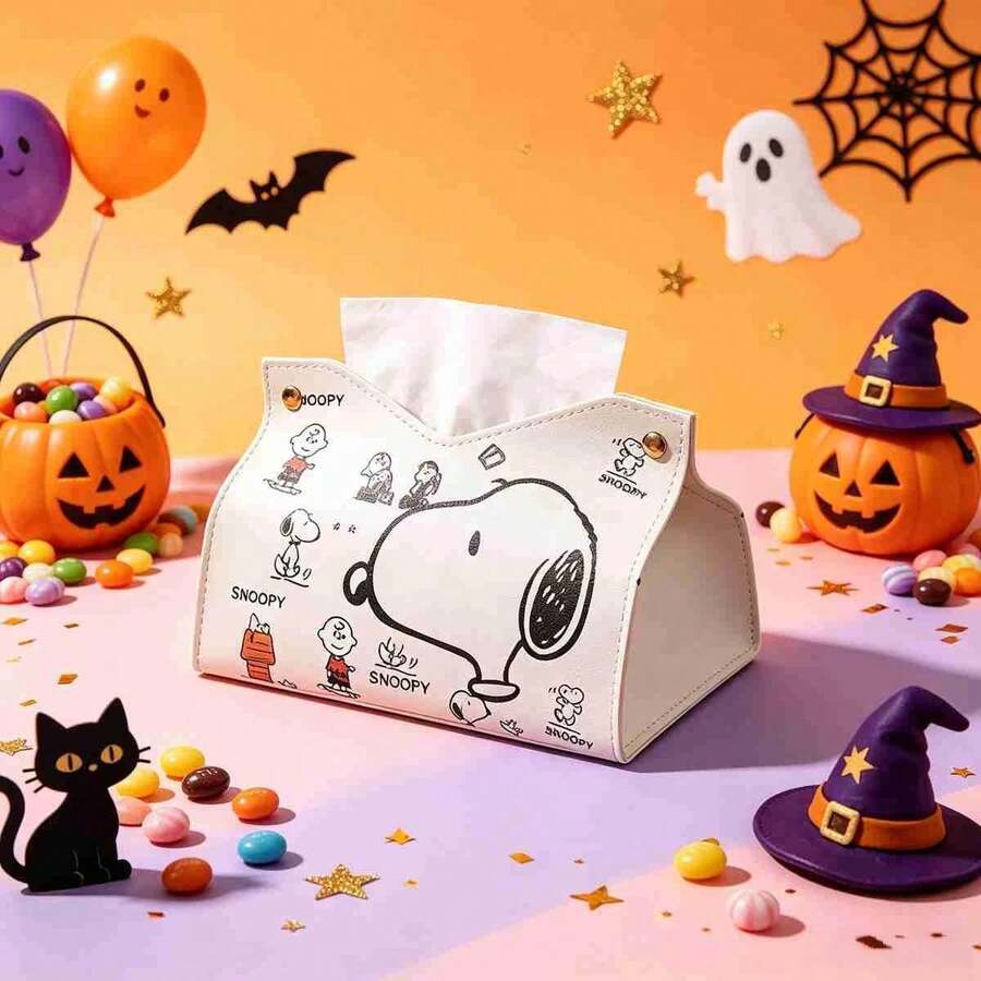 1 قطعة صندوق مناديل Snoopy جديد 2026، طباعة لطيفة، توزيع سلس بدون انسداد، مناسب للمكتب أو السيارة، تصميم تخزين مناديل عالي الجودة، هدية مفاجأة للأصدقاء والعائلة في رأس السنة وعيد الهالوين والكريسماس (نمط عشوائي) - متعدد الألوان - مشاهدة 1