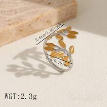 1/5pcs Color Block Stainless Steel Open Rings, Fashionable Women's Rust-Proof Rings, Durable Dual-Tone Rings, Suitable For Daily Wear - Color Block - View 16